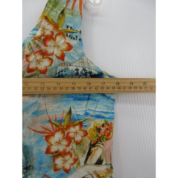 VINTAGE Jams World Dress Large Hawaiian Mini Floral Tropical Sundress - Picture 4 of 10